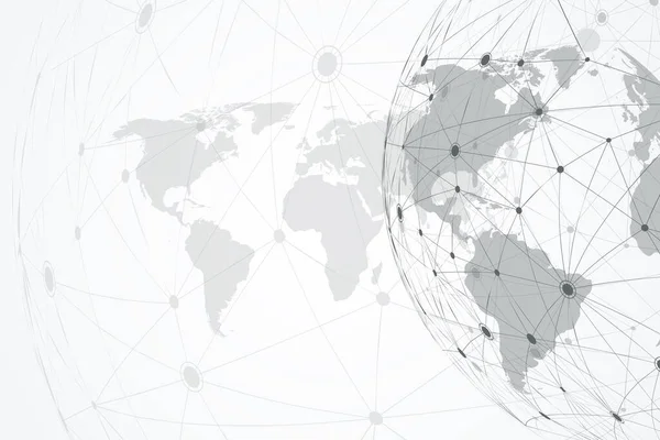 Global network connections with world map. Internet connection background. Abstract connection structure. Polygonal space background, illustration. — Stock Photo, Image