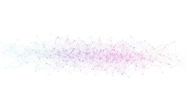 Streszczenie struktury połączenia z siecią cyfrową na niebieskim tle. Koncepcja sztucznej inteligencji i techniki inżynierskiej. Globalna sieć Big Data, splot linii, minimalna tablica, ilustracja — Zdjęcie stockowe