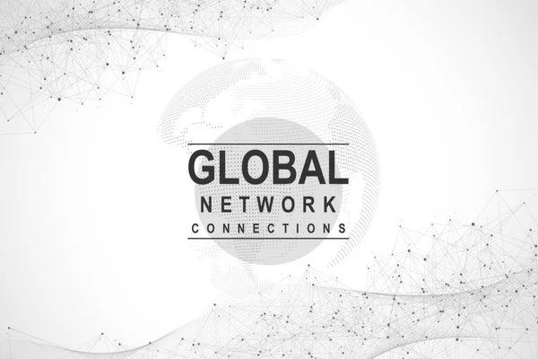 글로벌 네트워크 연결. 세계 지도의 포인트 및 라인 구성 개념 글로벌 비즈니스. 인터넷 기술. 소셜 네트워크. 사기적 인 예 — 스톡 벡터