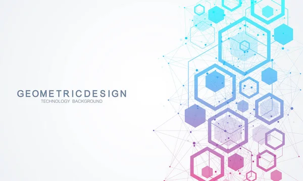 Fundo da estrutura molecular. Papel de parede modelo de ciência ou banner com moléculas de DNA. Asbtract fundo molécula científica. Fluxo de onda, padrão de inovação. Ilustração vetorial. — Vetor de Stock