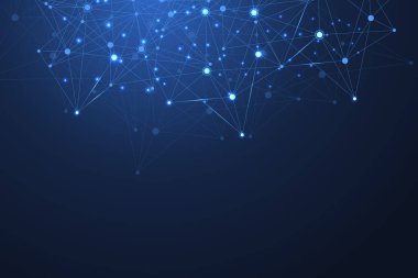 Geometrik bağlantılı arkaplan çizgileri ve noktalar. Basit teknoloji soyut grafik arkaplan tasarımı, illüstrasyon.