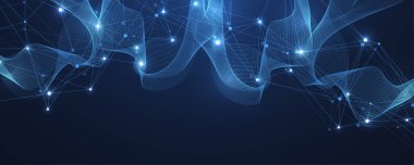 Küresel ağ bağlantısı kavramı. Büyük veri görselleştirmesi. Küresel bilgisayar ağlarındaki sosyal ağ iletişimi. İnternet teknolojisi. İş için. - Bilim. Vektör illüstrasyonu.