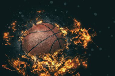 Basketball background. Fire illustration. clipart