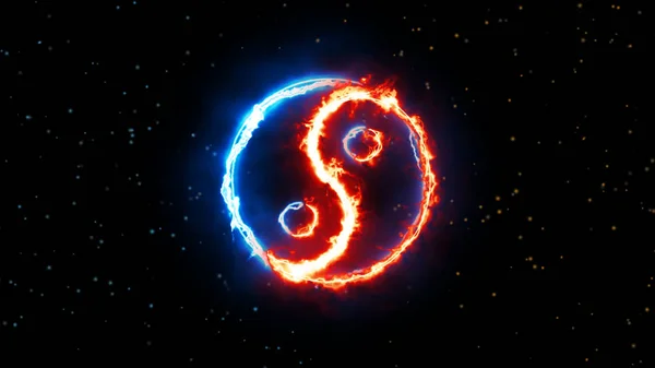 Símbolo Del Yin Yang Del Fondo Oscuro Signo Los Dos —  Fotos de Stock