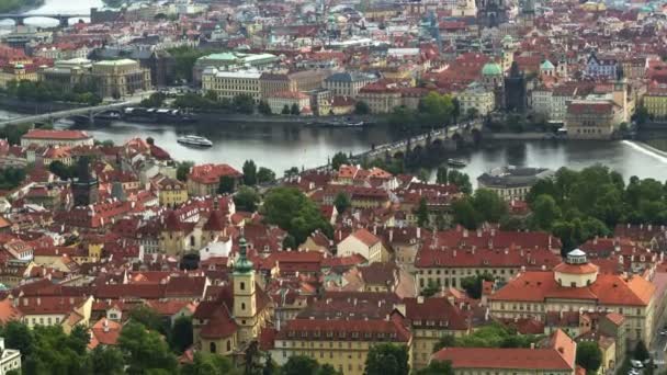 Çek Başkenti Prag Ortaçağ Mimarisi Ünlü Turistik Tarihi Yerler Cityscape — Stok video