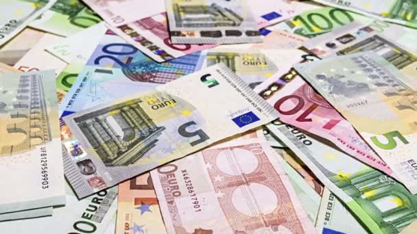 Conjunto Billetes Euros Animación Bucle — Vídeo de stock