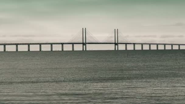 Vista Del Puente Oresund Puente Que Conecta Suecia Dinamarca — Vídeos de Stock