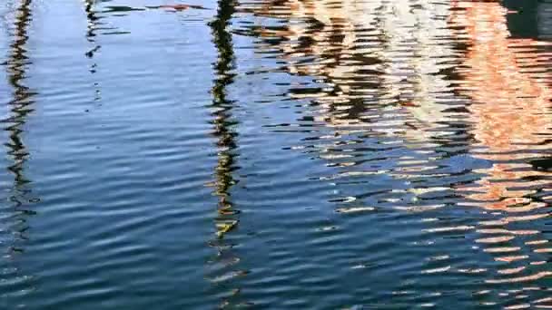 Superficie Dell Acqua Con Onde Riflesse Che Brillano Sole — Video Stock