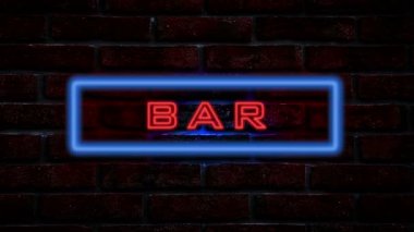 Neon tabela duvara gece Bar