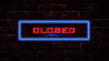 Gece duvar kapalı neon tabela