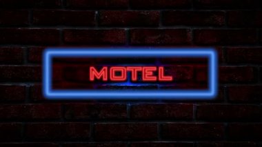 Motel neon tabela, gece duvar