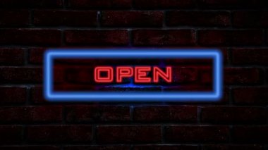 Gece açık neon tabela, duvar