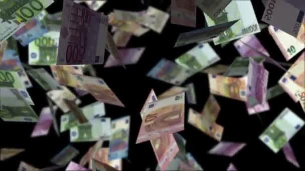 Πτώση Τραπεζογραμμάτια Ευρώ Επιχειρηματική Ιδέα — Αρχείο Βίντεο
