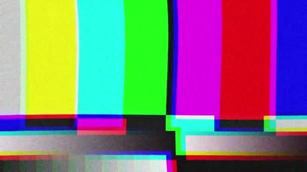 Sinyal Ekran Gürültü Arka Plan Renkli Yatay Dikey Çizgileri Aksaklık — Stok video