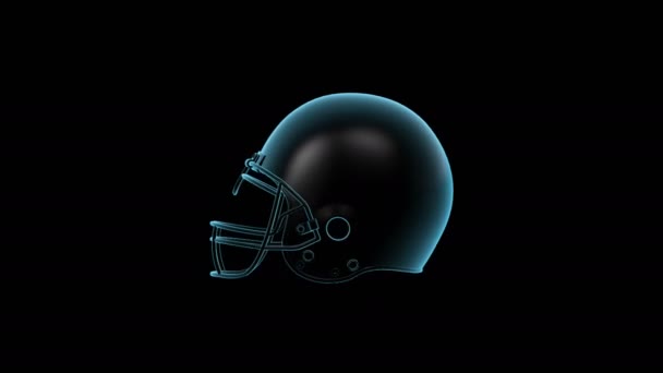 美国足球头盔旋转循环在黑色背景 — 图库视频影像