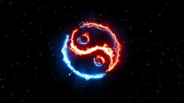 Yin ve yang koyu arka plan, iki öğe işareti sembolü