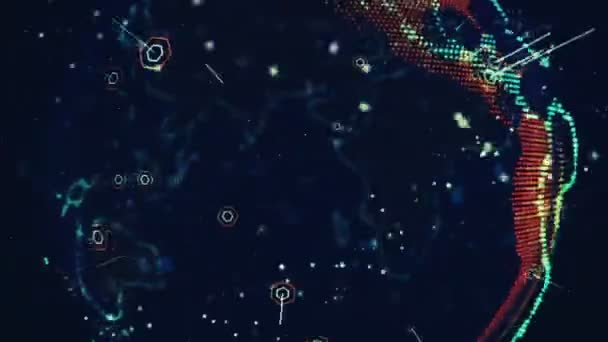 Globo Digital Tecnologia Rede Planeta Terra Animação Rotativa Futuro Conceito — Vídeo de Stock