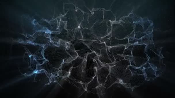光る点 エネルギー波の抽象的な波状形状 — ストック動画