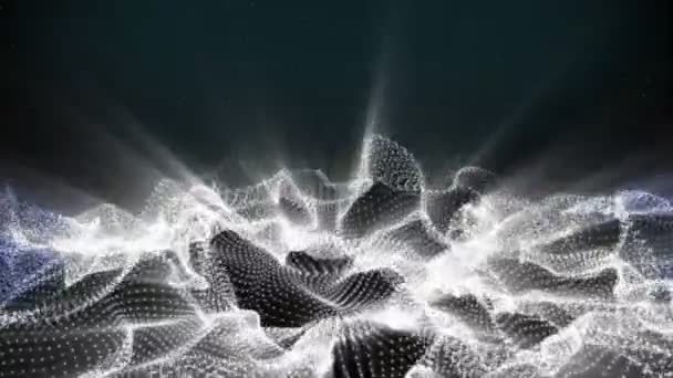 Forme ondulée abstraite de points lumineux, onde d'énergie 