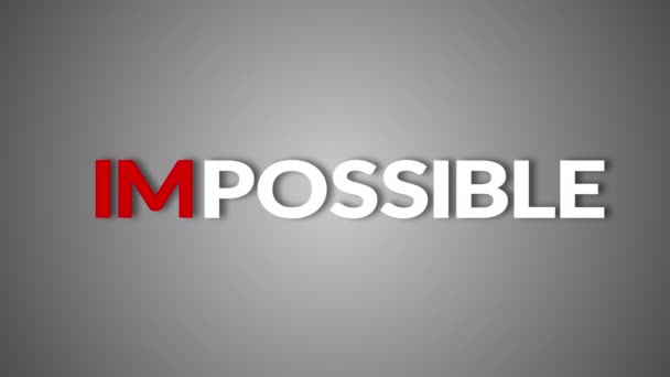 Animeringsord Omöjligt Att Möjligt — Stockvideo