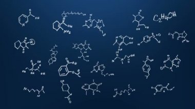 Mavi arkaplanda kimyasal semboller