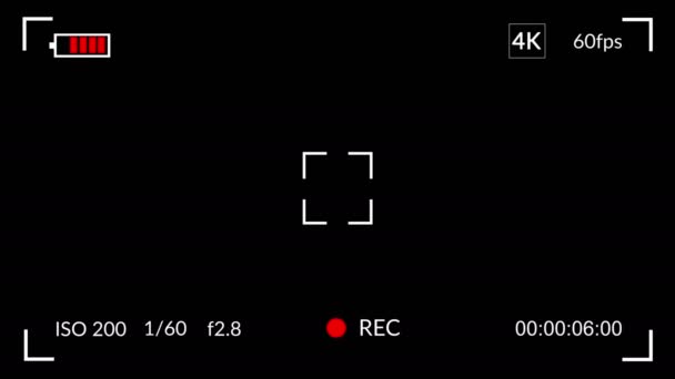 Visualizzatore Fotocamera Display Digitale Sovrapposizione Sullo Schermo Nero — Video Stock