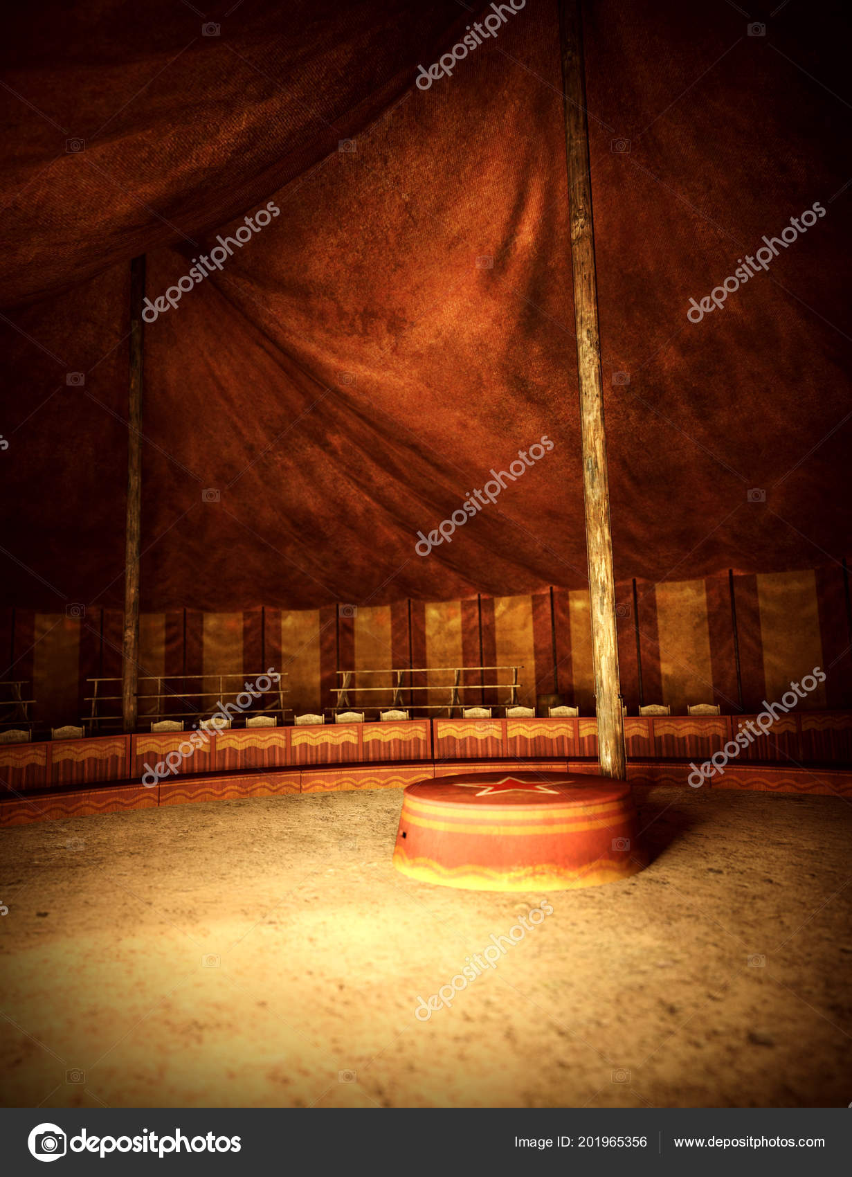 Fantasy Circus Tent Interior Stand Cgi Stock Photo