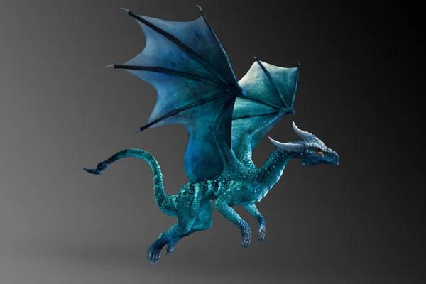 Fantasie Flying Blue Green Dragon Illustratie — Stockfoto