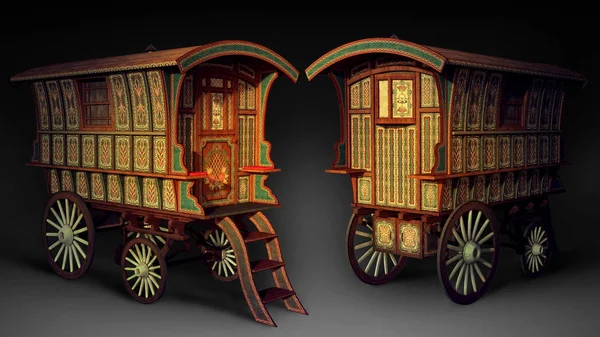 Romany Caravan Ilustração Cgi — Fotografia de Stock