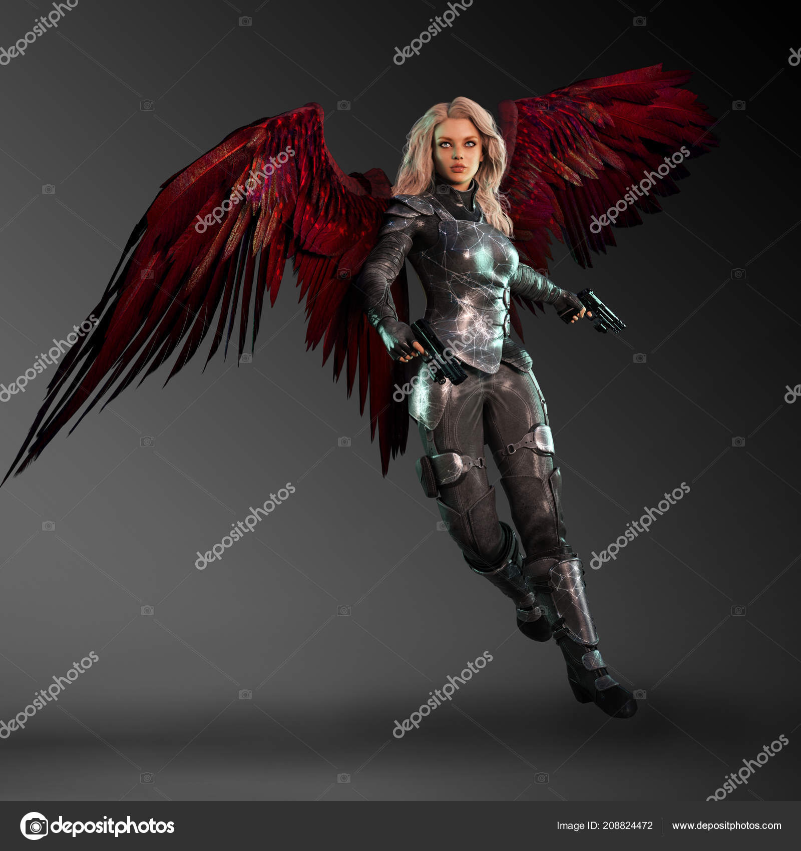Blood Angel Sci Angel Red Wings Guns Stock Photo by ©Ravven 208824472