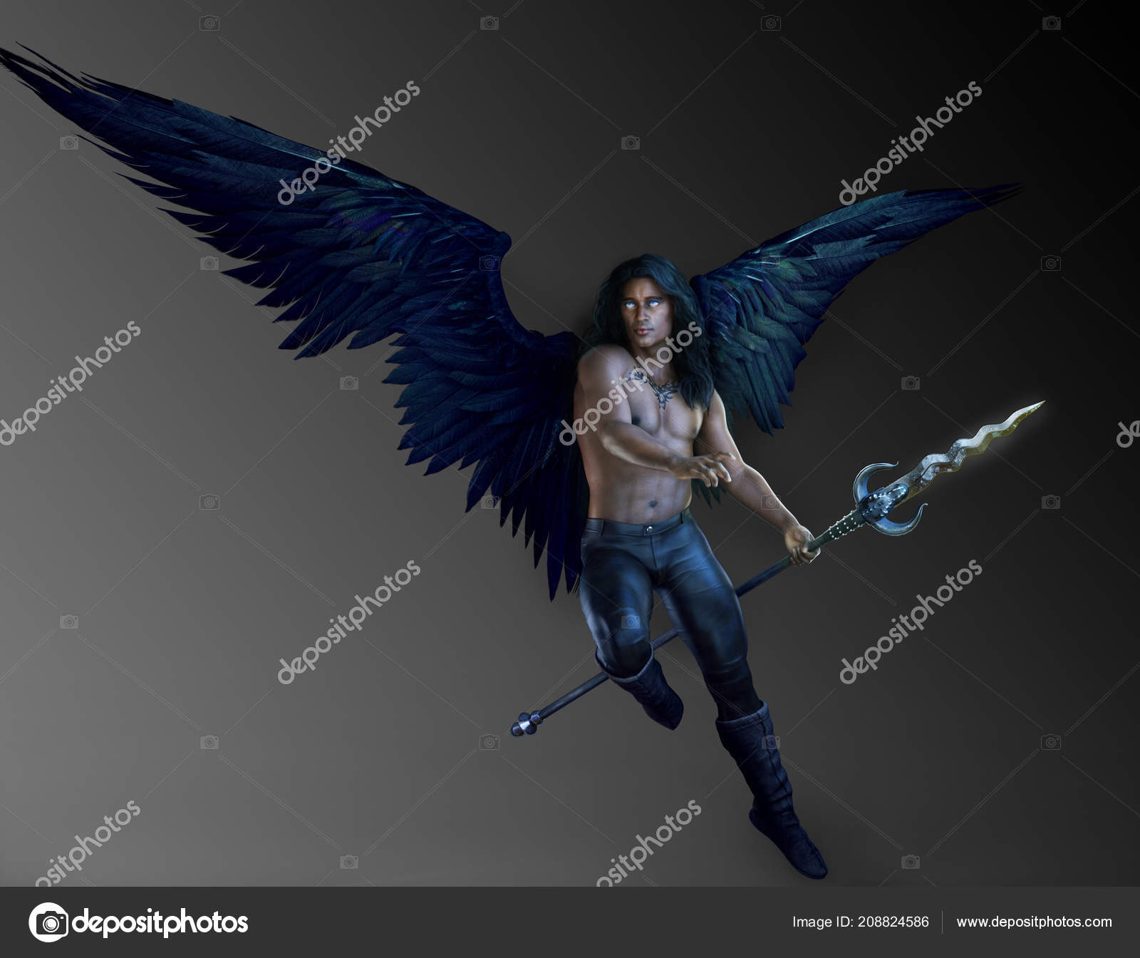 Enfim, o anjo de asas negras surge/ Finally, the black-winged