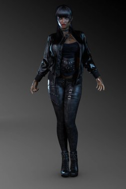 Siyah deri güzel Assassin