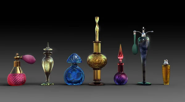 Bouteilles Parfum Verre Cgi Dans Différents Styles — Photo