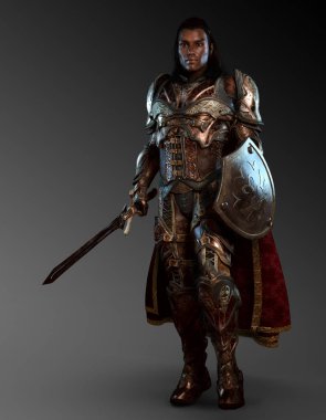 Karanlık Kral: fantezi Poc Ortaçağ Knight kılıç ve kalkan zırh