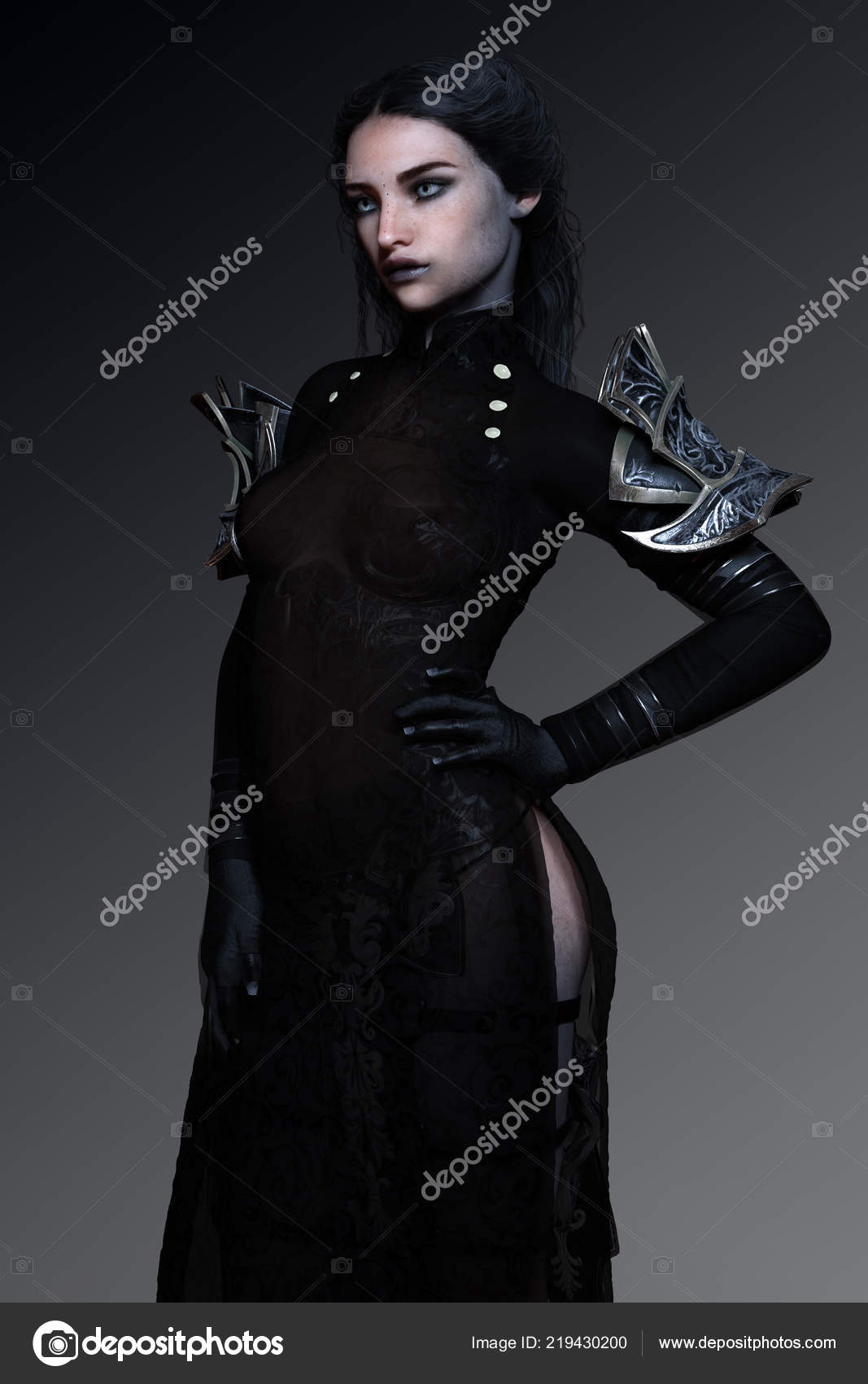 Spooky Dark Lady Black Dai Fantasy Armor Stock Photo by ©Ravven 219430200