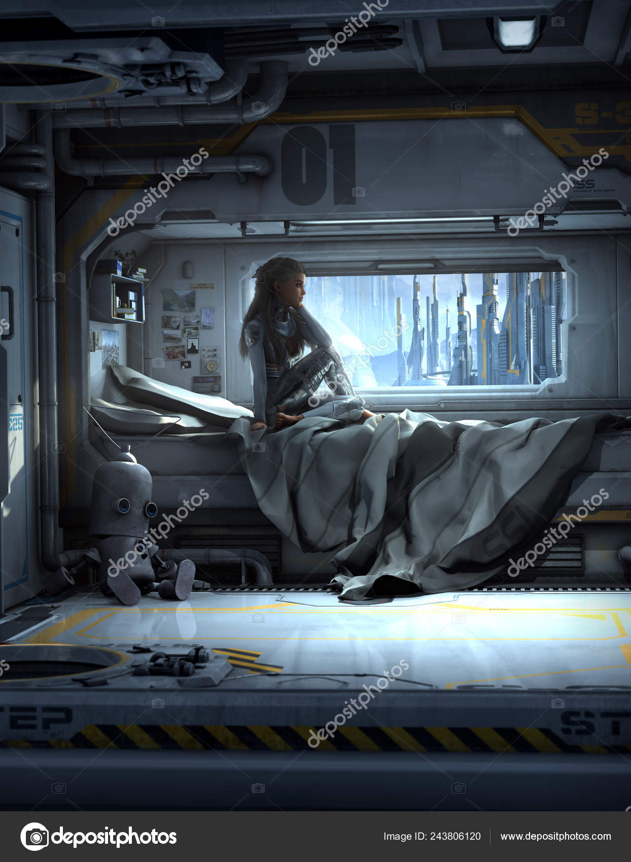 Sci Cyberpunk City Stock Photo C Ravven 243806120