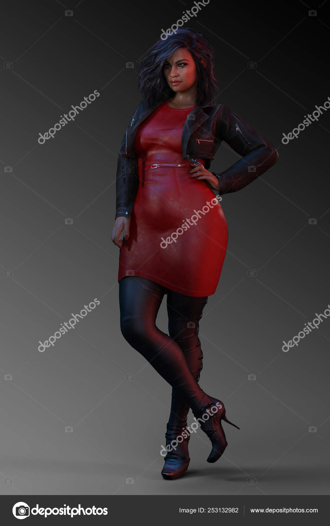 Urban Fantasy Bbw Cuir Rouge Robe Espion Assassin Image Libre De Droit Par Ravven C 253132982