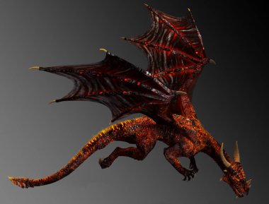 Hellborn Fantasy Kırmızı ve Altın Ejderha Ember Hide Uçan ile