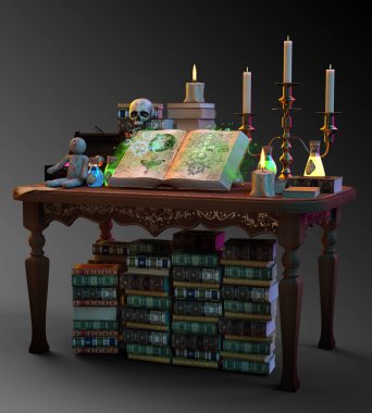 Sihirli Kitap ve İksirler ile Magic Spell Tablo