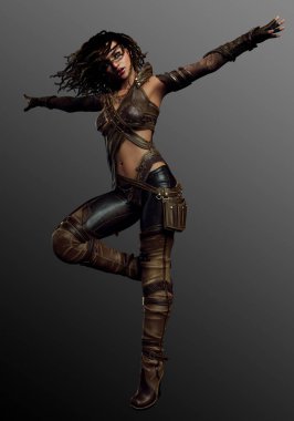 Sci Fi veya Distopik Wastelander Kentsel Fantasy Warrior Woman