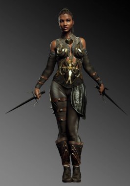 Deri Zırh Shai Silahlar ile Poc Fantasy Warrior