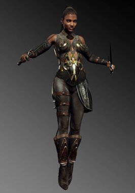 Deri Zırh Shai Silahlar ile Poc Fantasy Warrior