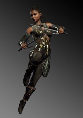 Deri Zırh Shai Silahlar ile Poc Fantasy Warrior