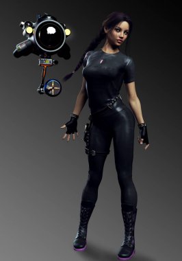 Uçan Robotile Sci Fi Ya Kız