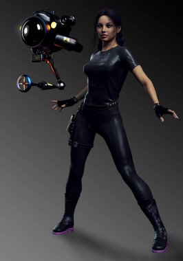 Uçan Robotile Sci Fi Ya Kız