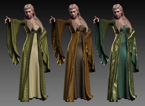 Фантазия Средневековая Женщина Платье — стоковое фото