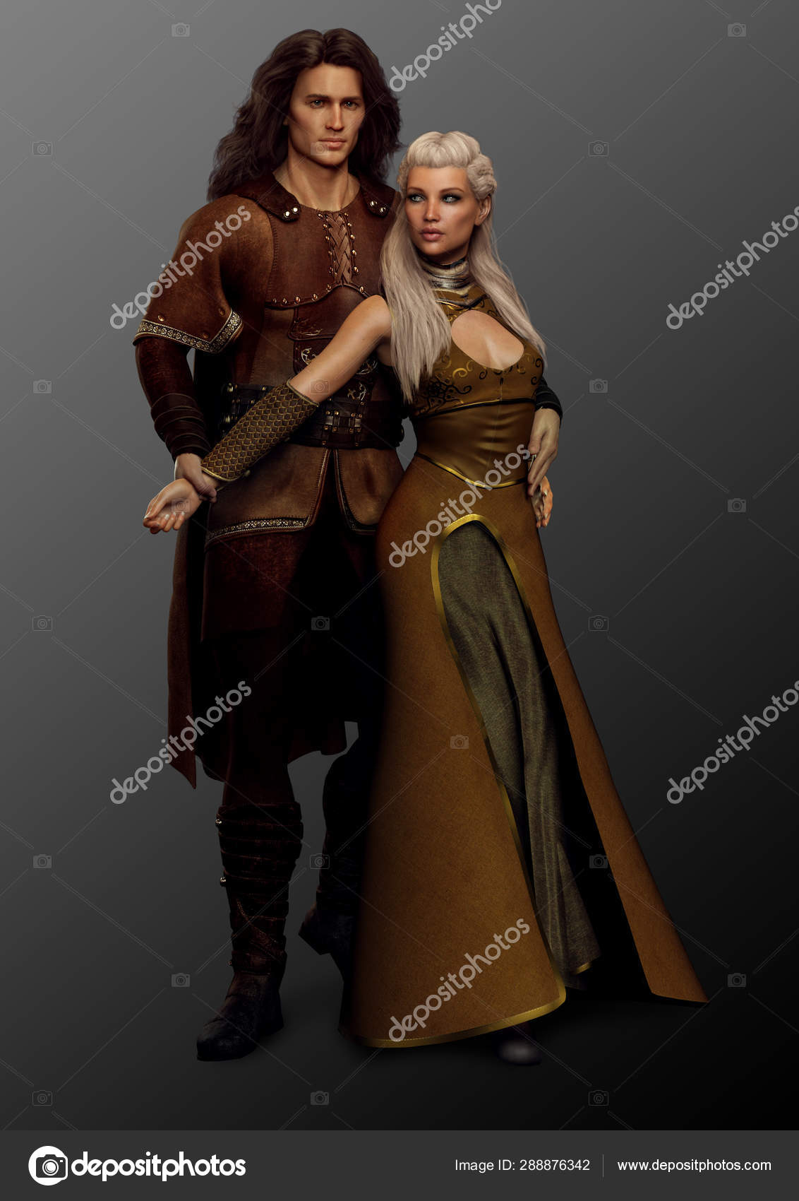 Cgi Homem Mulher Medieval Viking Vestido Fantasia fotos, imagens