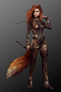 Deri Zırh Kitsune Fox Okçu