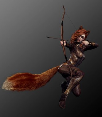 Deri Zırh Kitsune Fox Okçu