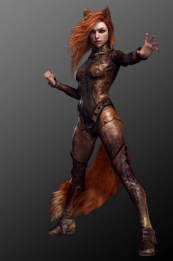 Deri Zırh Kitsune Fox Okçu